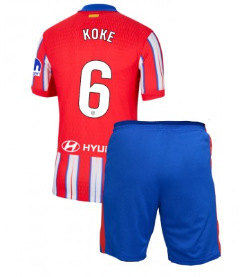 Atletico Madrid Koke #6 Primera Equipación Niños 2024-25 Manga Corta (+ Pantalones cortos)